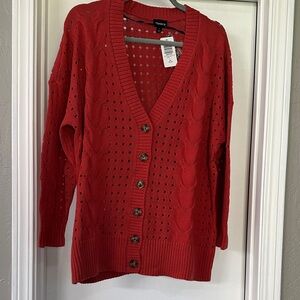torrid Baked Apple Red V-Neck Cable Button Cardigan